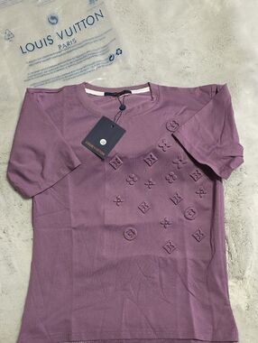 Louis Vuitton Lavender Short Sleeve Embossed Monogram Tee